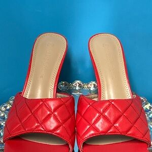 WILD DIVA Lounge Red Quilted Slide Mules Size 10